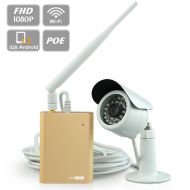 Titathink TT527PW Outdoor WirelessPOE Security Camera System, 1080P FULL HD Weatherpoor WiFi IP Camera with night vision, SD recording--PC MAC iOS and Android App Available