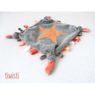 /Tiwisti Taggy soft coral minky and gray Velvet