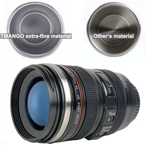  [아마존베스트]TMANGO Camera Lens Coffee Mug With Lid, Photo Coffee Cup, Stainless Steel Thermos Lens Mug Leak Proof For Photographer Lovers Present