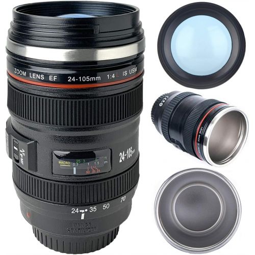  [아마존베스트]TMANGO Camera Lens Coffee Mug With Lid, Photo Coffee Cup, Stainless Steel Thermos Lens Mug Leak Proof For Photographer Lovers Present