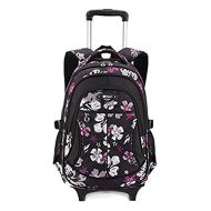 Tmibay Fellibay Girls Rolling Backpack School Bags Kids Backpack with 2 Wheels for Graders