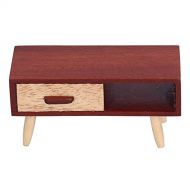 Tnfeeon 1:12 Dollhouse TV Cabinet,Mini Wood Showcase Miniature DIY Toy House Furniture Storage Cabinet Decoration Life Scene Simulation Model for Kids