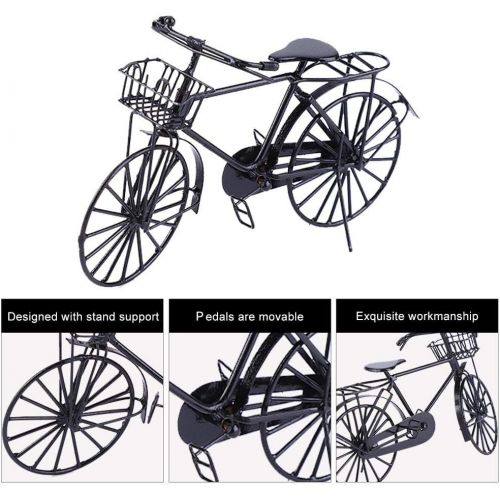  Tnfeeon Dollhouse Decoration Accessory, 1:12 Dollhouse Miniature Metal Bike Bicycle with Spinning Wheels Creative Game Gift for Dolls