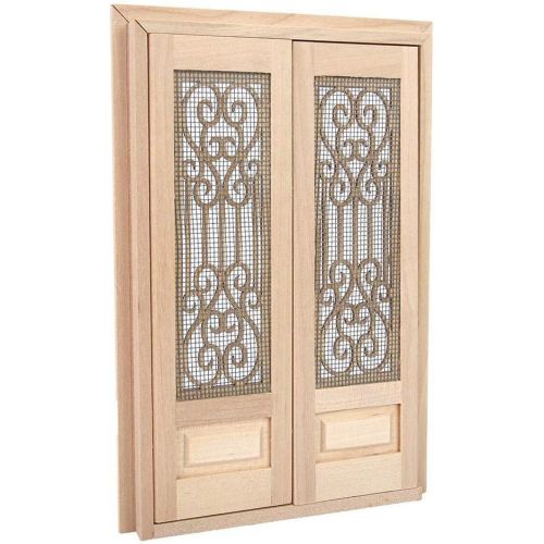  Tnfeeon Doll Door, 1:12 Dollhouse Furniture Miniature DIY Hollow Wooden Door Set Wood Exterior Door Excellent Furniture Model