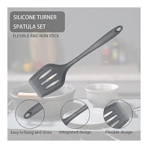  To encounter Flexible Silicone Spatula Set, Nonstick Rubber Slotted Turner, Pancake Flippers, Heat Resistant Silicone Turner Spatula Set, Silicone Cooking Utensil Set, Dishwasher Safe, Set of 2