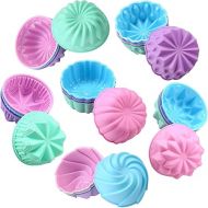 To encounter Silicone Cupcake Baking Cups, Food Grade Non-Stick Silicone Muffin Liners, Reusable 3 3/4 Inch Silicone Molds, 6 Shapes Pack of 24