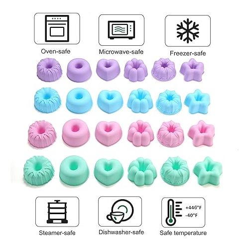  To encounter 24Pack Silicone Molds, Nonstick 3 inches Silicone Donut Mold, Silicone Baking Cups, Silicone Donut Pan, Muffin, Jello, Bagel Pan, Oven- Microwave- Dishwasher Safe