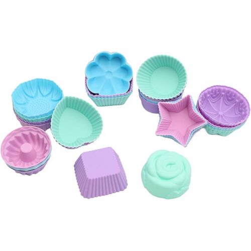  To encounter Silicone Cupcake Liners, Reusable Silicone Baking Cups, Non Stick Muffin Liners, 9 Shapes Pack of 36