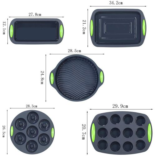  Non-Stick BPA Free 41-Piece Silicone Bakeware Set Toast Bread Cake Pans Tiramisu Dishes 12 Cup Muffin Pan Baking Donuts Pans with 36pcs Muffin Cups by To encounter