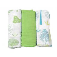 ToTs 3 pc Bamboo Swaddle Wrap Muslins - Green
