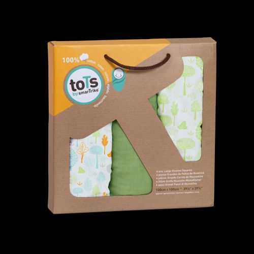  ToTs 3 pc Bamboo Swaddle Wrap Muslins - Green