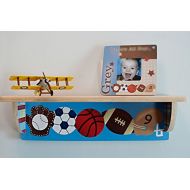 Toad and Lily All Star Sports Wood Bookshelf Boys Baseball Soccer Football Basketball Kids Bedroom Baby Nursery SHL003