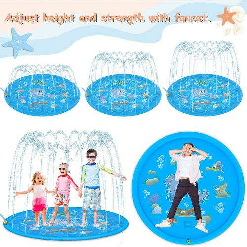  Tobeape Upgraded Sprinkler Splash Pad for Kids, Inflatable Outdoor Water Mat Toys Wading Swimming Pool, 68 Kiddie Summer Toys for 1-12 Years Old Children Toddler Girls Boys