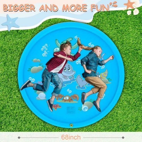  Tobeape Upgraded Sprinkler Splash Pad for Kids, Inflatable Outdoor Water Mat Toys Wading Swimming Pool, 68 Kiddie Summer Toys for 1-12 Years Old Children Toddler Girls Boys