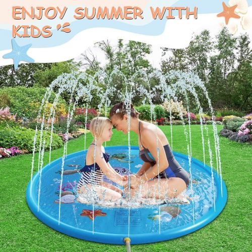  Tobeape Upgraded Sprinkler Splash Pad for Kids, Inflatable Outdoor Water Mat Toys Wading Swimming Pool, 68 Kiddie Summer Toys for 1-12 Years Old Children Toddler Girls Boys