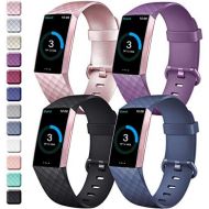 [아마존베스트]Tobfit Sport Bands Compatible for Fitbit Charge 3 and Charge 3 SE, 4 Pack, Soft Rubber Strap for Women/Men