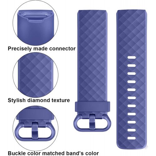  [아마존베스트]Tobfit Sport Bands Compatible for Fitbit Charge 3 and Charge 3 SE, 4 Pack, Soft Rubber Strap for Women/Men