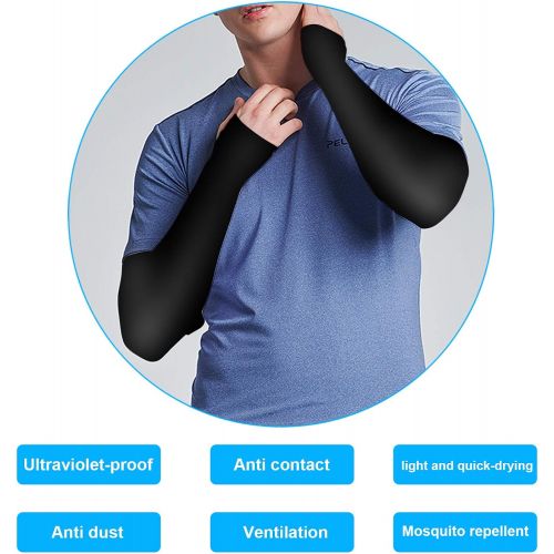  [아마존베스트]Tobfit UV Protection Cooling Arm Sleeves for Men Women, Long Arm Cover Sun-Protection Sleeves with Thumb Hole Design for Cycling, Driving, Fishing, Golf, Basketball, Outdoor Sports