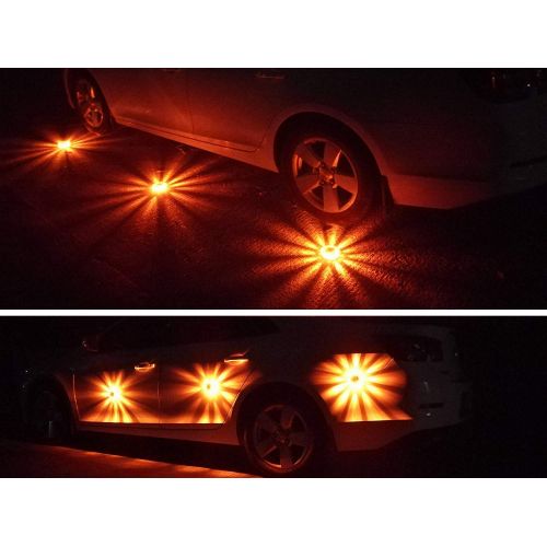  Tobfit 12 Pack LED Road Flares Emergency Lights Roadside Safety Beacon Disc Flashing Warning Flare Kit with Magnetic Base & Hook for Car Truck Boats | 9 Flash Modes (Batteries Not