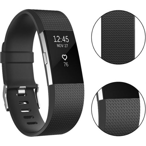  [아마존베스트]Tobfit Sport Bands Compatible with Fitbit Charge 2, 4 Pack, Replacement Wristbands for Women Men, Small/Large