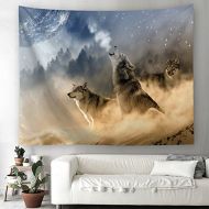 Marke: Today Gift Wolf Mond Wald Wandteppich Fantasy Tier Landschaft Wandbehang Tapisserie Wandtuch Tischdecke Strandtuch 200x150cm