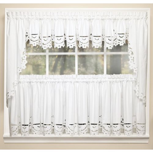  Todays Curtain Imperial Classic Drawn Cutwork Window Tier, 30-Inch, White