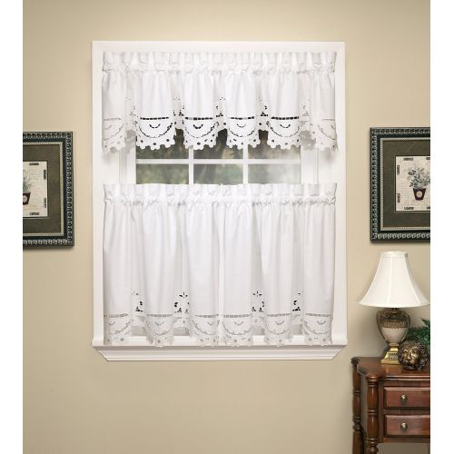  Todays Curtain Imperial Classic Drawn Cutwork Window Tier, 30-Inch, White