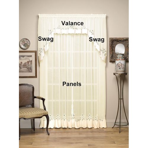  Todays Curtain Plymouth Classic Battenburg Applique Sheer Window Panel, 84-Inch, Ecru