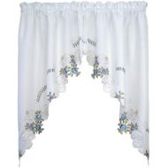 Todays Curtain Verona Reverse Embroidery Window Swag, 38-Inch, WhiteBlue