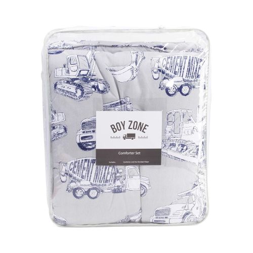  Toddler Bedding Toddler Boys Bedding Comforter Set Quilt Coverlet Diggers Movers Trucks Construction Tractors Kids Quilted Bed Cover Bedspread (Comforter Gray Navy, Queen)