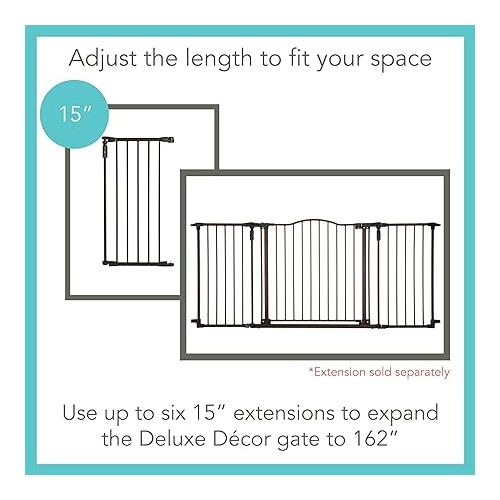  Toddleroo by North States 72” wide Deluxe Decor Baby Gate: Sturdy safety gate with one hand operation. Extra wide baby gate. Hardware Mount. Fits 38.3 - 72” Wide. (30