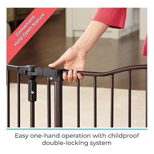  Toddleroo by North States 72” wide Deluxe Decor Baby Gate: Sturdy safety gate with one hand operation. Extra wide baby gate. Hardware Mount. Fits 38.3 - 72” Wide. (30