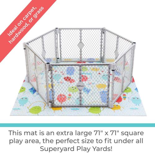  Visit the Toddleroo by North States Store Toddleroo by North States 71 x 71 Toddleroo Friends Play Mat - Designed to fit 6 Panel or 8 Panel Superyards. Almost 36 Square feet of Play Space (Toddleroo Characters, Multicolore