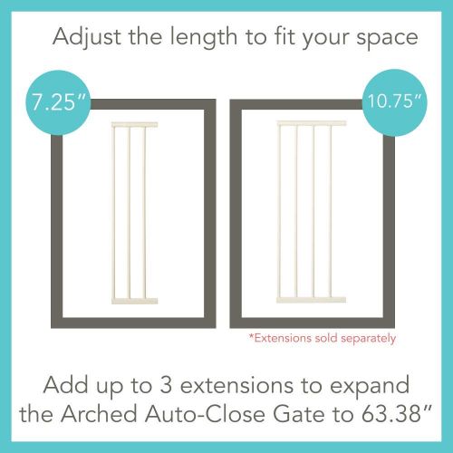  Arched Auto-Close Gate with Easy-Step by North States: Extra-low threshold bar reduces trip hazards when stepping through. Pressure mount. Fits openings 28.5 to 38.25 wide (30 tall