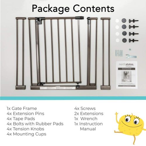  Easy-Close Gate North States: The multi-directional swing gate with triple locking system - Ideal for doorways or between rooms. Pressure mount, fits openings 28 to 38.5 wide (29 t