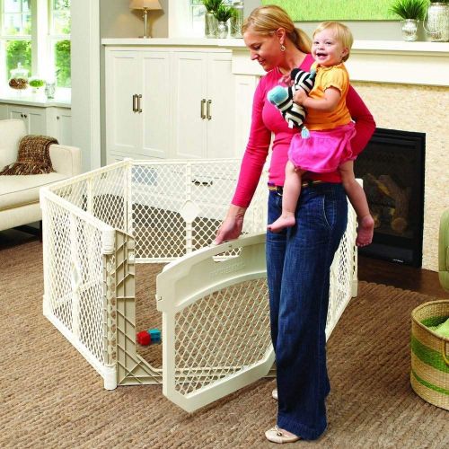  Superyard Ultimate 6-Panel Play Yard by North States: Works great both indoors and outdoors. Folds up with carrying strap. Freestanding. 192 length, 18.5 sq. ft. enclosure (26 tall