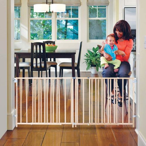  North States 103 Wide Extra-Wide Swing Baby Gate: Perfect for oversized spaces. No threshold and one-hand operation. Hardware mount. Fits 60-103 wide (27 tall, Sustainable Hardwood