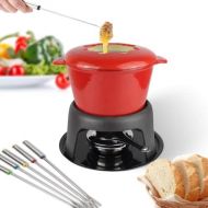 [아마존베스트]TodecoCast Iron Fondue Set, Material: Cast iron fondue Maker Size: 27.5x 21x 21cm red