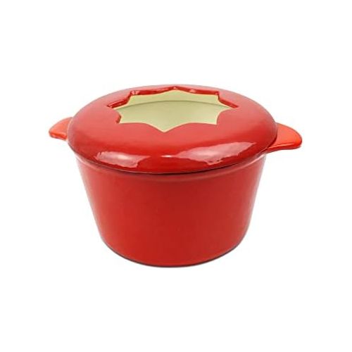 [아마존베스트]TodecoCast Iron Fondue Set, Material: Cast iron fondue Maker Size: 27.5x 21x 21cm red