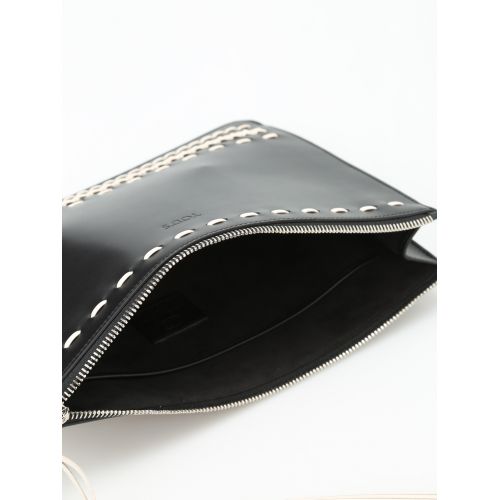 토즈 TodS Woven details leather clutch