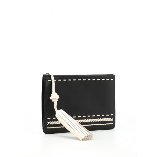 토즈 TodS Woven details leather clutch