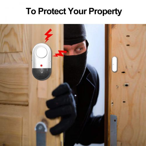  Door Window Alarm, Toeeson 120DB Wireless Magnetically Triggered Home Security Sensor Burglar Alarm, Loud Pool Door Alarm for Kids