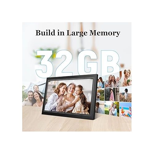  15.6 Inch Digital Picture Frame WiFi Smart Digital Photo Frame 32GB, Electronic Picture Frame IPS HD Touchscreen Programmable, Auto-Rotate, Share Photos Instantly