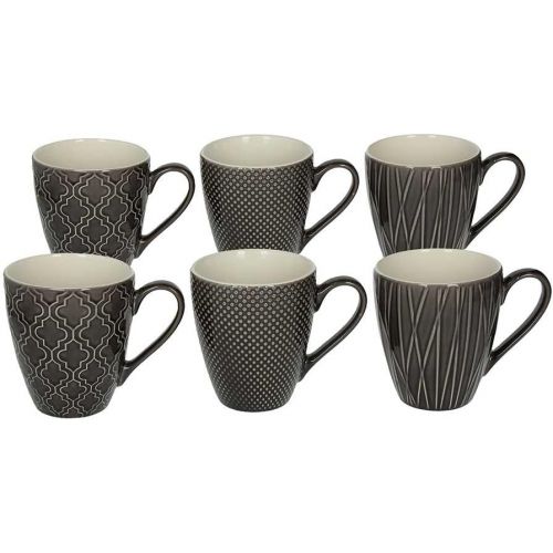  Tognana 6er Set Kaffeebecher/Kaffeetasse / Becher/Mug aus Keramik, 430 ml, in grau, mit unterschiedlichen Strukturen in der Oberflache