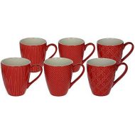 6er Set Kaffeebecher / Kaffeetasse / Becher / MUG aus Keramik, 430 ml., in rot, mit unterschiedlichen Strukturen in der Oberflache von TOGNANA,