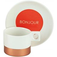 Brand: Tognana 2Piece Espresso Cups Set of 2Espresso Cups with Saucers Set of 6Fine Bone China, from the Collection Orange and the Slogan Bonjour by Metallica TOGNANA