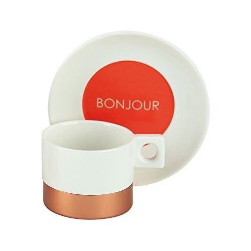  Brand: Tognana 2Piece Espresso Cups Set of 2Espresso Cups with Saucers Set of 6Fine Bone China, from the Collection Orange and the Slogan Bonjour by Metallica TOGNANA