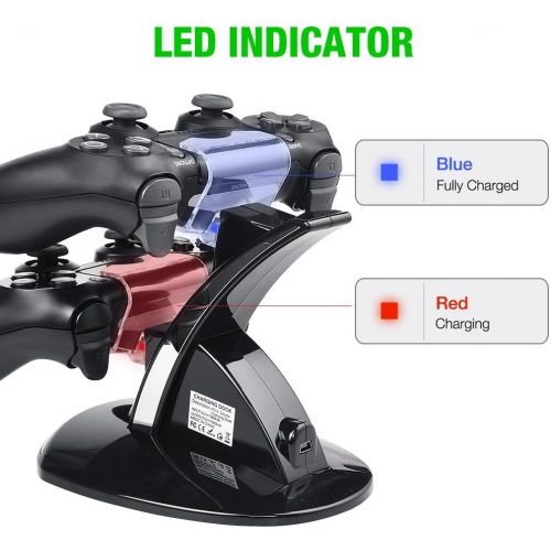  [아마존베스트]PS4 Controller Charger,Tiancai Dual USB Charging Charger Docking Station Stand Compatible Playstation 4 / PS4 / PS4 Pro / PS4 Slim Controller-Black