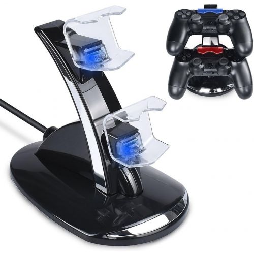  [아마존베스트]PS4 Controller Charger,Tiancai Dual USB Charging Charger Docking Station Stand Compatible Playstation 4 / PS4 / PS4 Pro / PS4 Slim Controller-Black