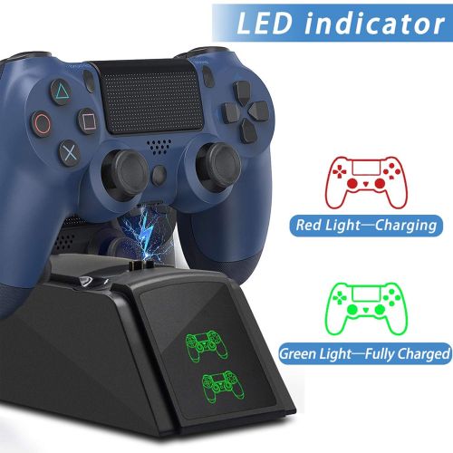  [아마존베스트]PS4 Controller Charger, Tiancai Fast Charging Station for Playstation4/ PS4Pro/ PS4 Slim Controller, Dual Charging Dock with LED Indicator and USB Cable